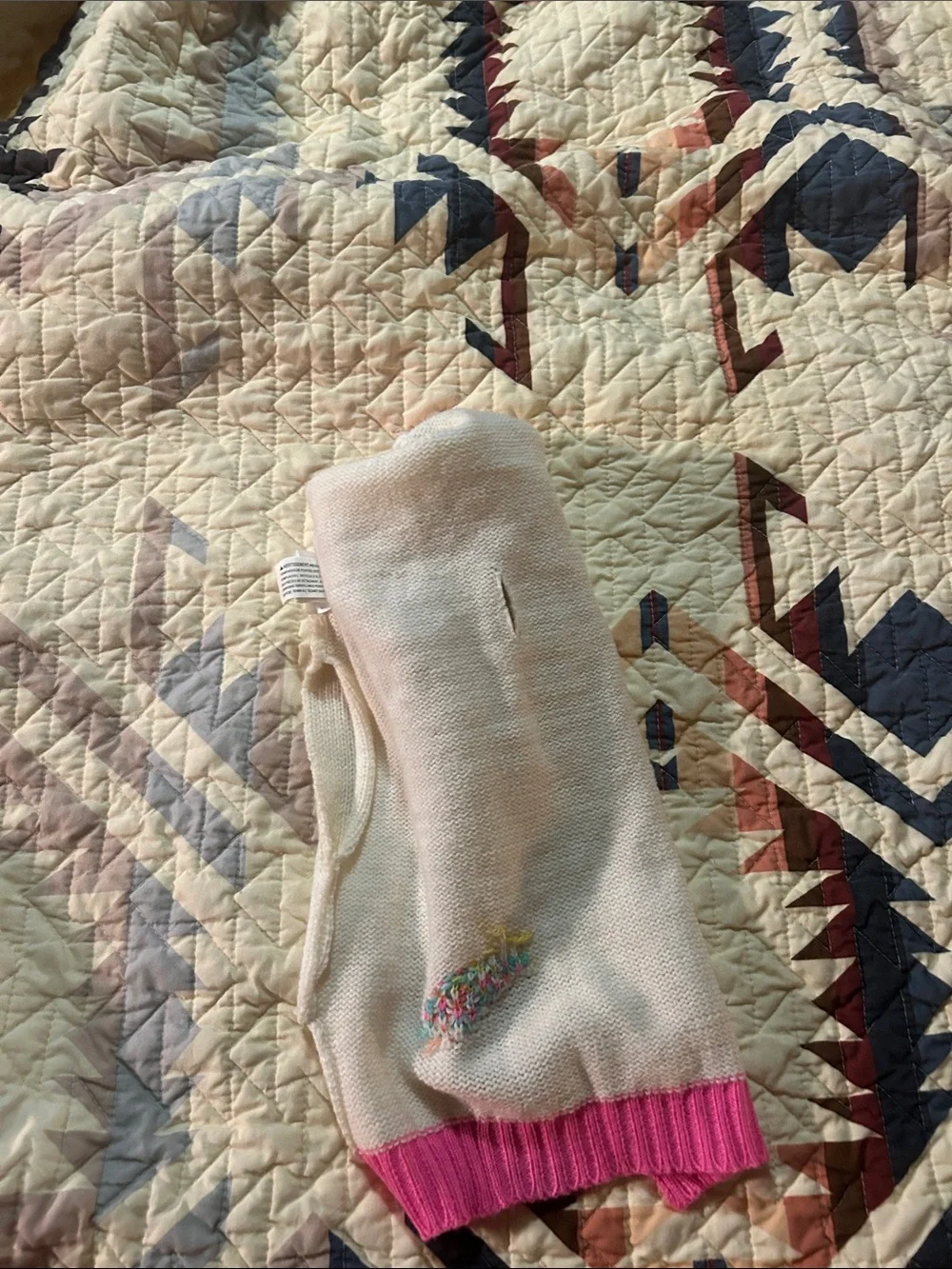 White Knit unicorn Dog Costume with Pink Trim and Star Accent
